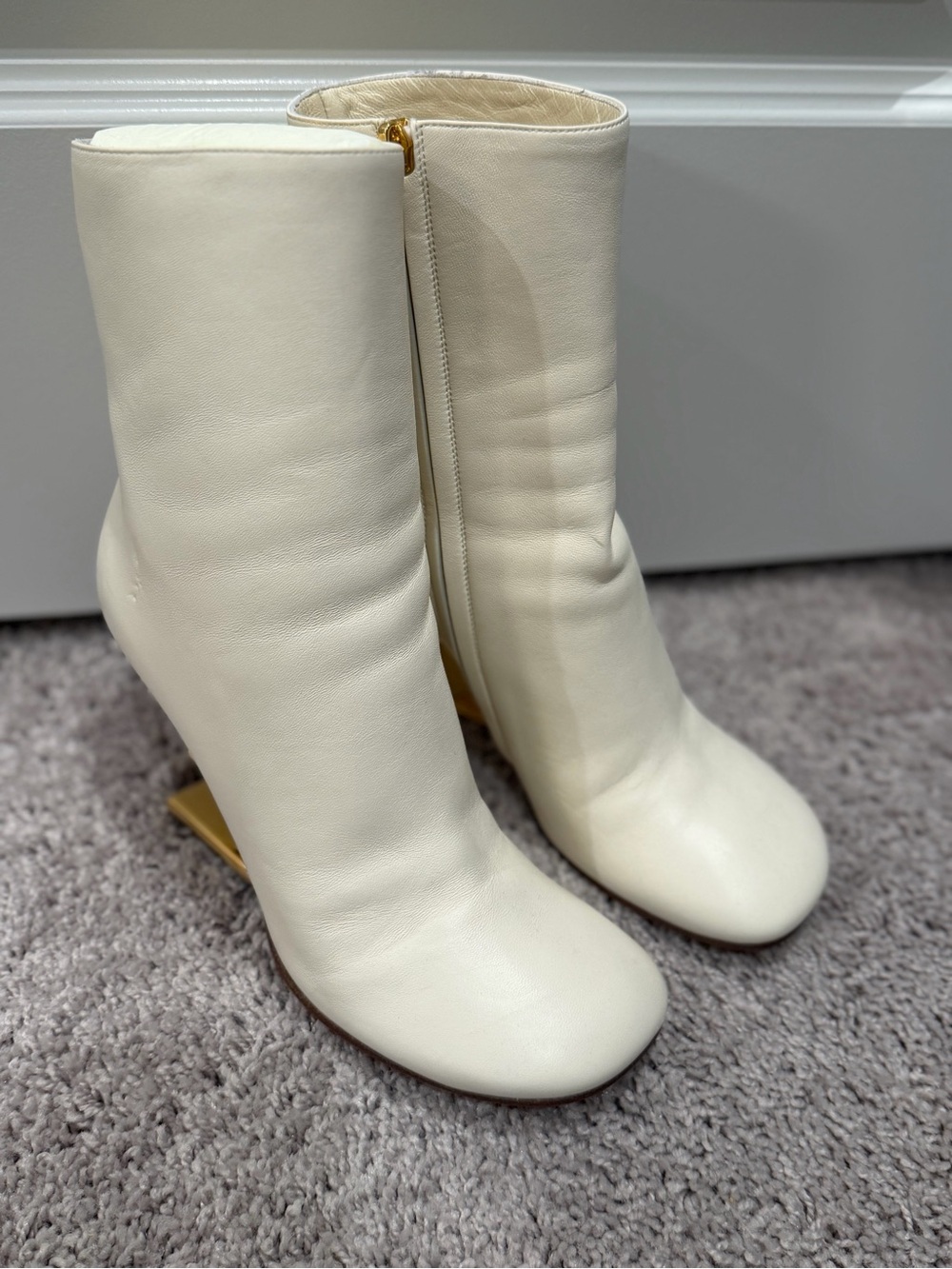 Women’s Cream Ankle Boots fendi leather size 38.5 - Picture 6 of 9